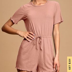 Estelle Mauve Pink Ribbed Lettuce Edge Romper